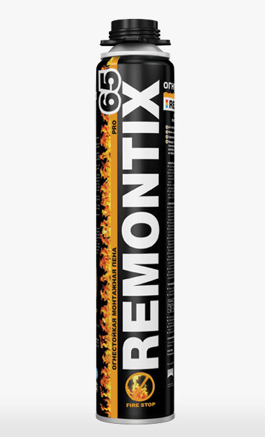 Пена монтажная противопожарная REMONTIX PRO 65 FIRE STOP 850мл (12шт/кор)