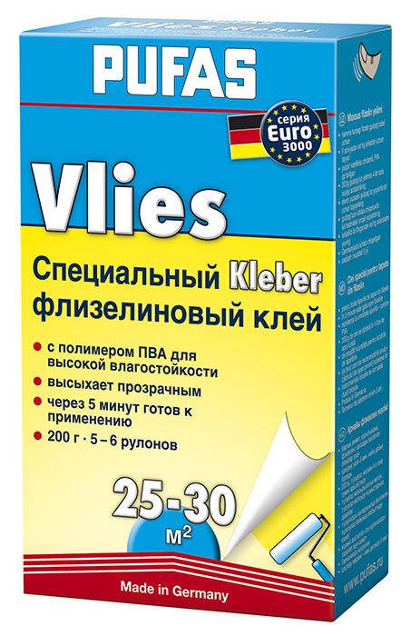 ПУФАС N0522 Клей специальный флизелиновый Euro 3000 Vlies Kleber 200г (20шт./кор)
