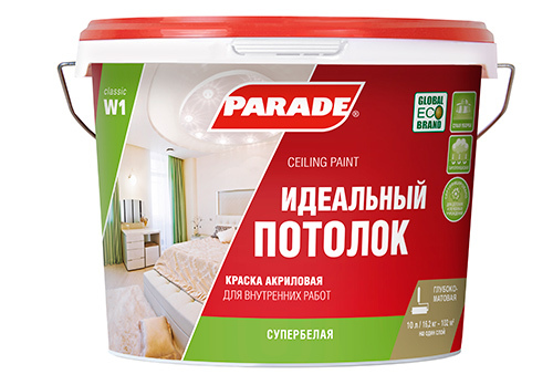 PARADE Краска акриловая W1 Идеальный потолок Белая матовая