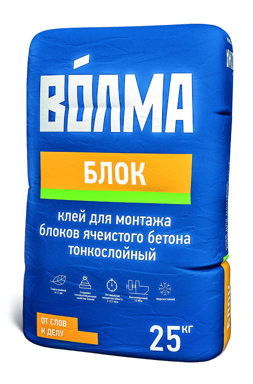 ВОЛМА Смесь сухая цементная клеевая Волма-Блок 25кг