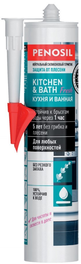 Герметик силиконовый нейтральный PENOSIL Kitchen & Bath Silicone, КУХНЯ И ВАННАЯ 310 мл (12шт/кор)