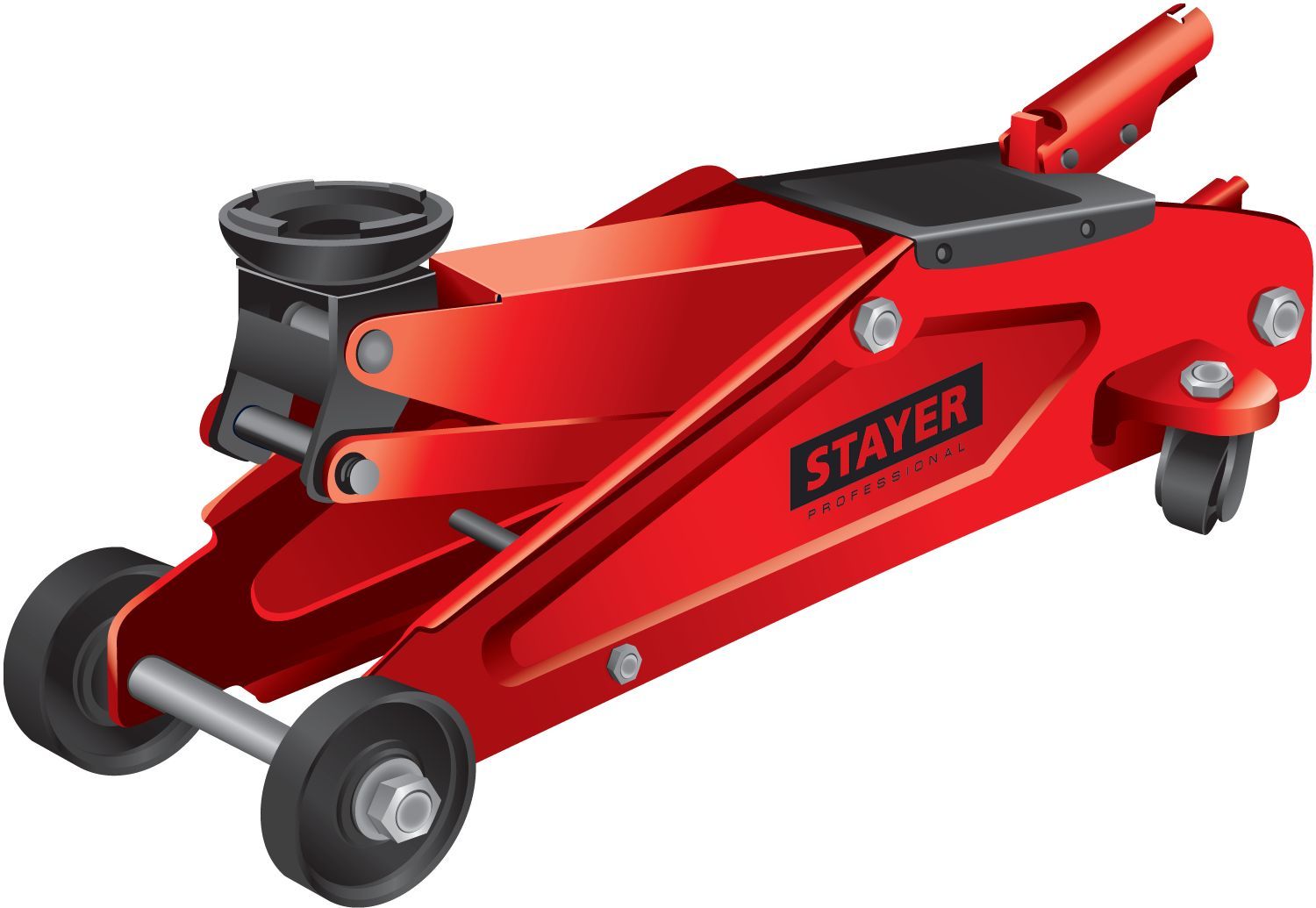 Домкрат гидравлический подкатной RED FORCE, 2т, 130-350мм, STAYER