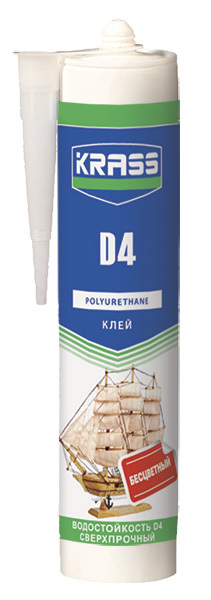 Клей KRASS полиуретановый D4 Бесцветный 300мл
