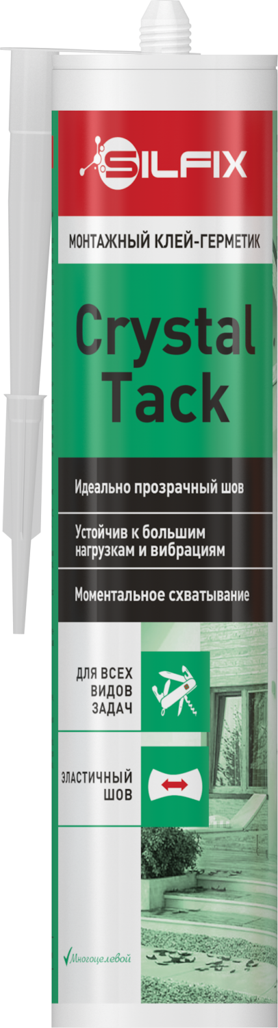 Клей-герметик гибридный SilFix Hybrid Bond Crystal Tack прозрачный 290 мл (12шт/кор)