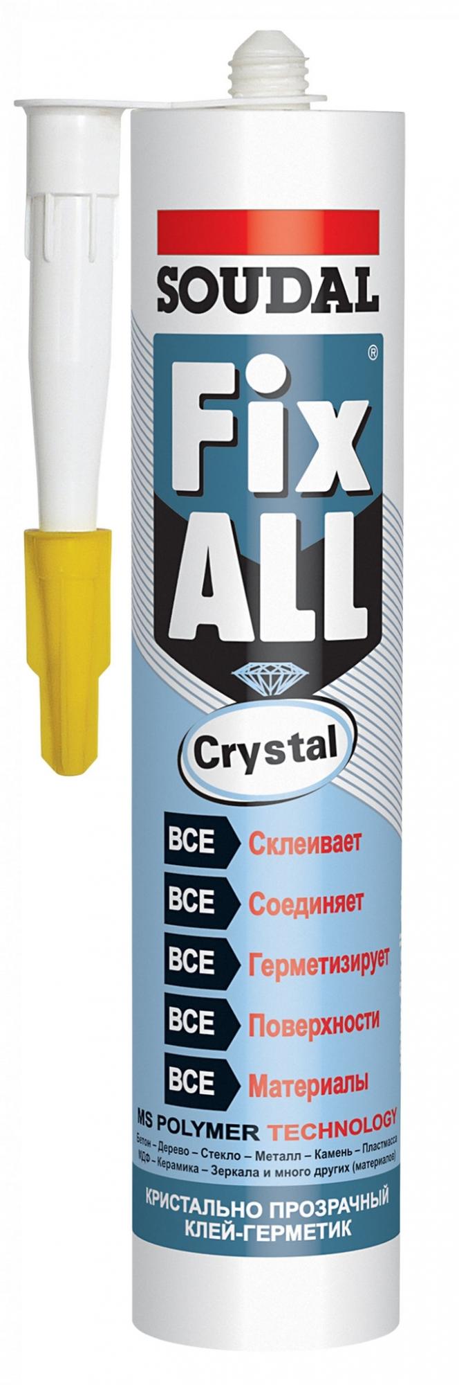 Клей-герметик гибридный Soudal Fix All Crystal (12шт/кор)