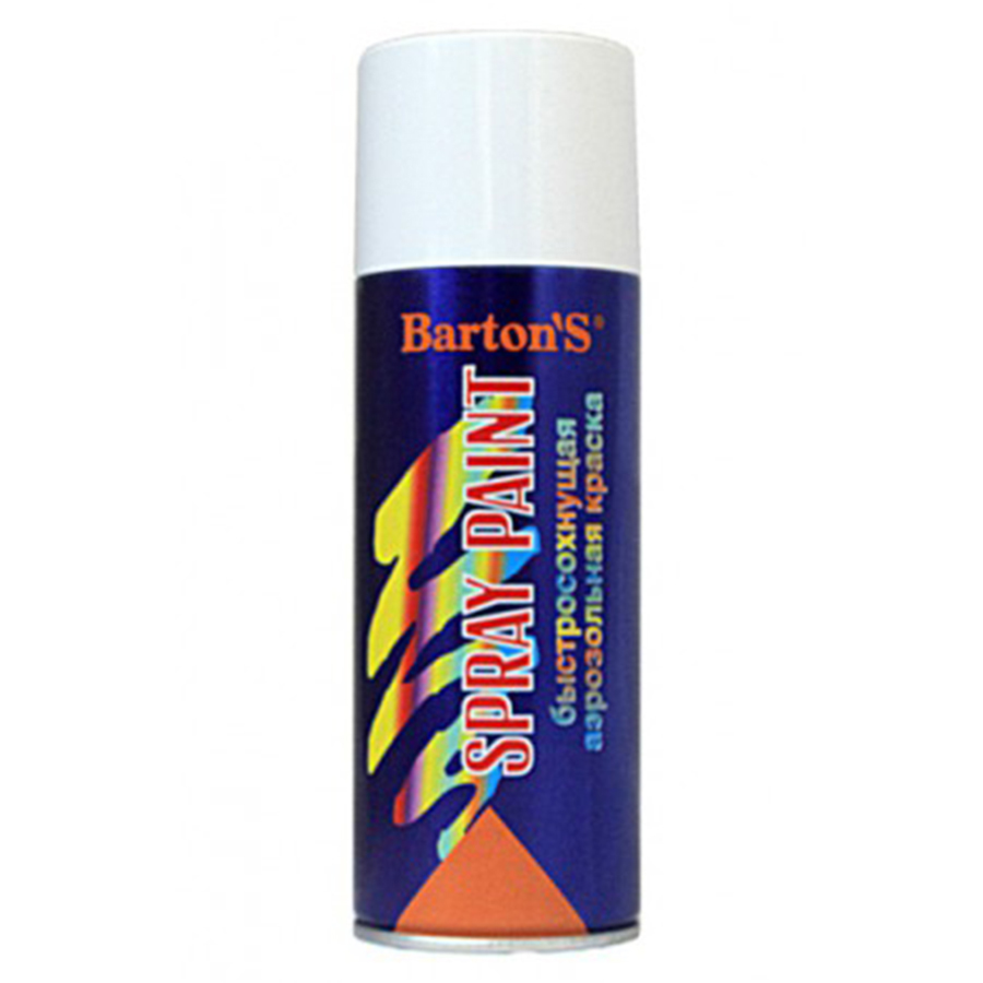 Краска аэрозольная Barton’s Spray Paint БЕЛАЯ глянец RAL9003 520 мл (16шт/кор)