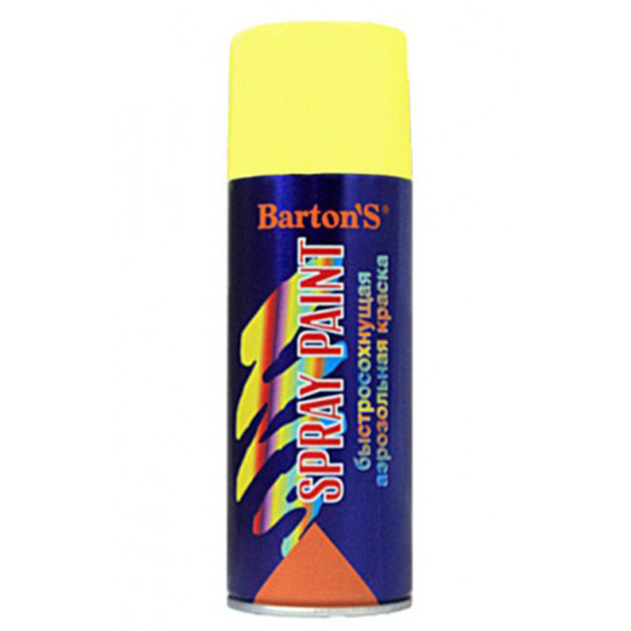 Краска аэрозольная Barton’s Spray Paint ЖЕЛТАЯ глянец RAL1018 520 мл (16шт/кор)