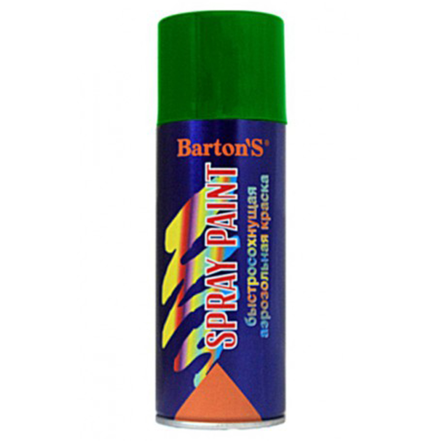 Краска аэрозольная Barton’s Spray Paint ЗЕЛЕНАЯ глянец RAL6002 520 мл (16шт/кор)