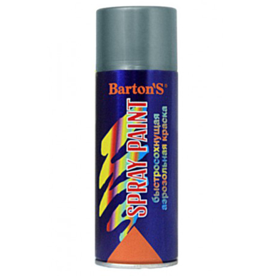 Краска аэрозольная Barton’s Spray Paint СЕРЕБРО МЕТАЛЛИК 520 мл (16шт/кор)
