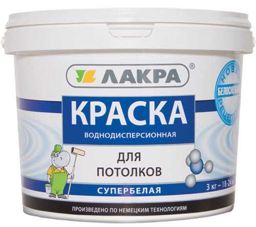 Краска в/д для потолков Лакра Супербелая
