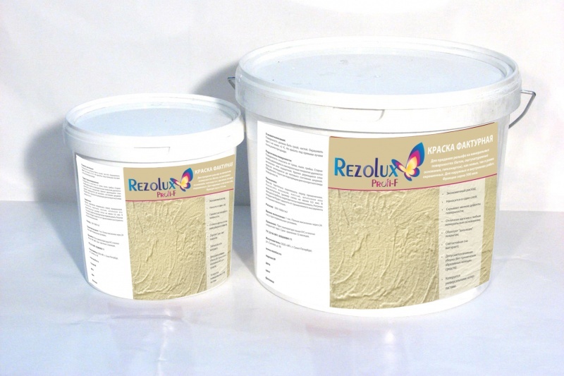 Краска фактурная Rezolux Profi-F (Профи-Ф) фракция 2,5 мм белая (18кг)