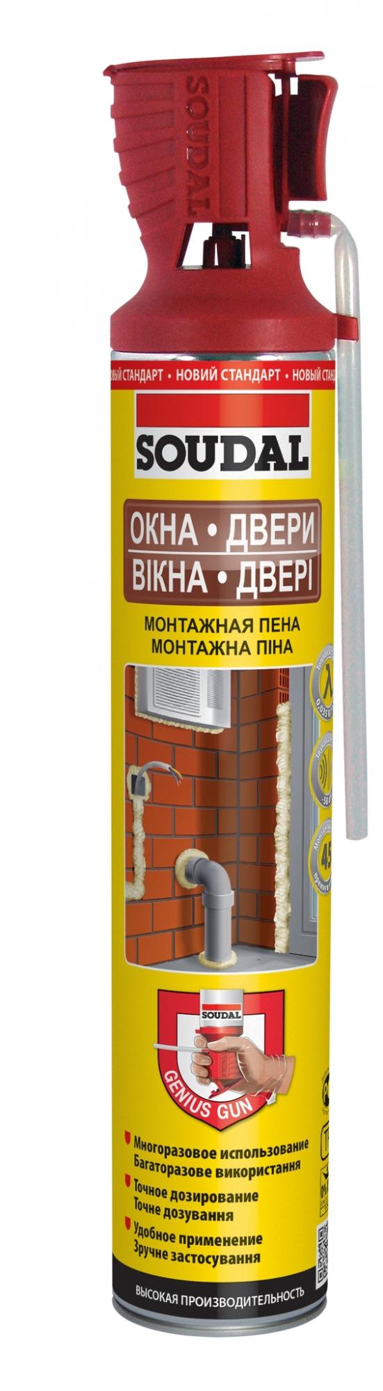 Монтажная пена Soudal GENIUS GUN с аппликатором зимняя 750мл (12шт/кор)