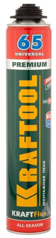 Пена монтажная KRAFTOOL PREMIUM PRO 65 пистолетная, всесезонная, 850мл (12шт/кор)
