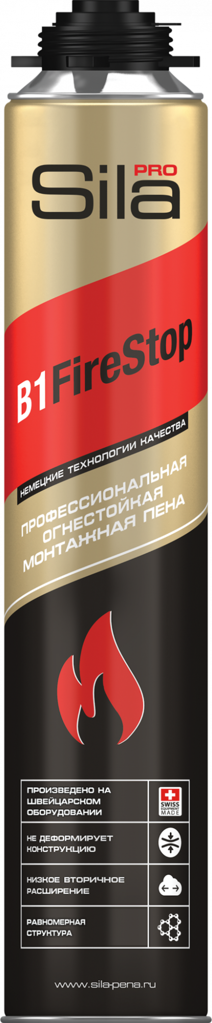 Пена монтажная огнестойкая Sila Pro B1 Firestop 750мл (12шт/кор)