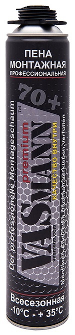 Пена монтажная профессиональная VASmann premium 70+ всесезонная 1020 г (12шт/кор)
