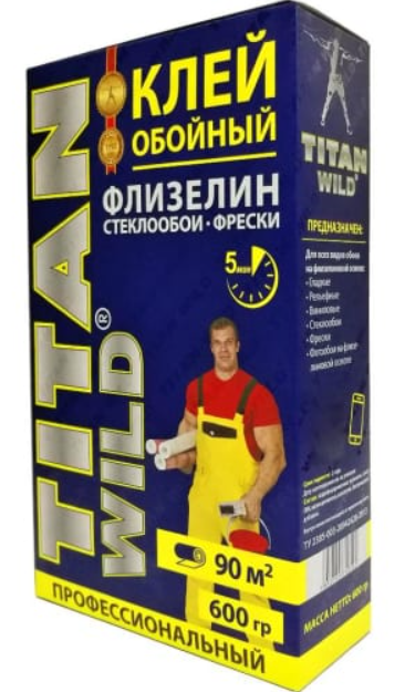 Клей обойный профессиональный TITAN WILD Флизелиновый 600г (15шт/кор)