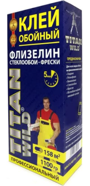 Клей обойный профессиональный TITAN WILD Флизелиновый 1100г (12шт/кор)